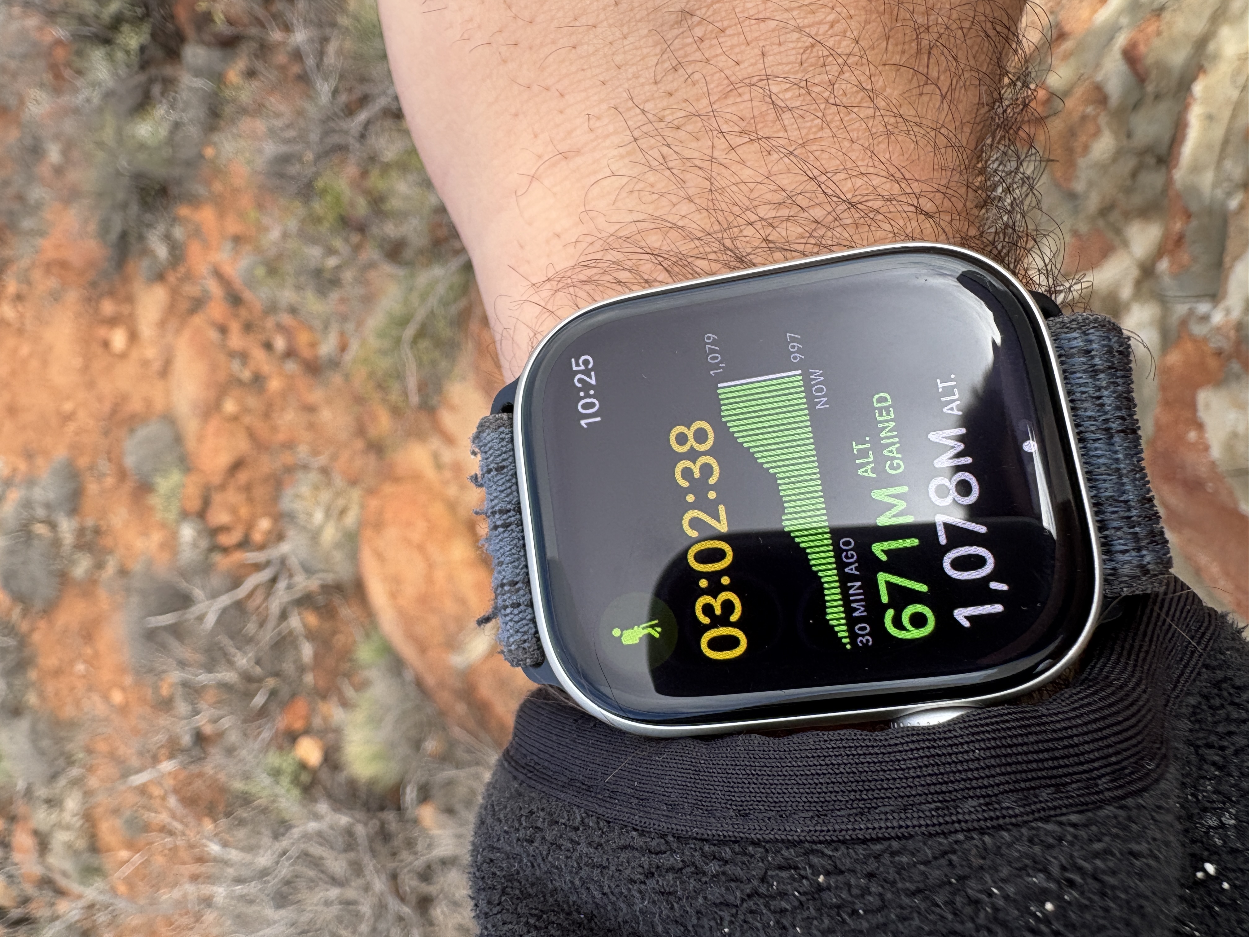 Fitness tracker showing the climb statistics